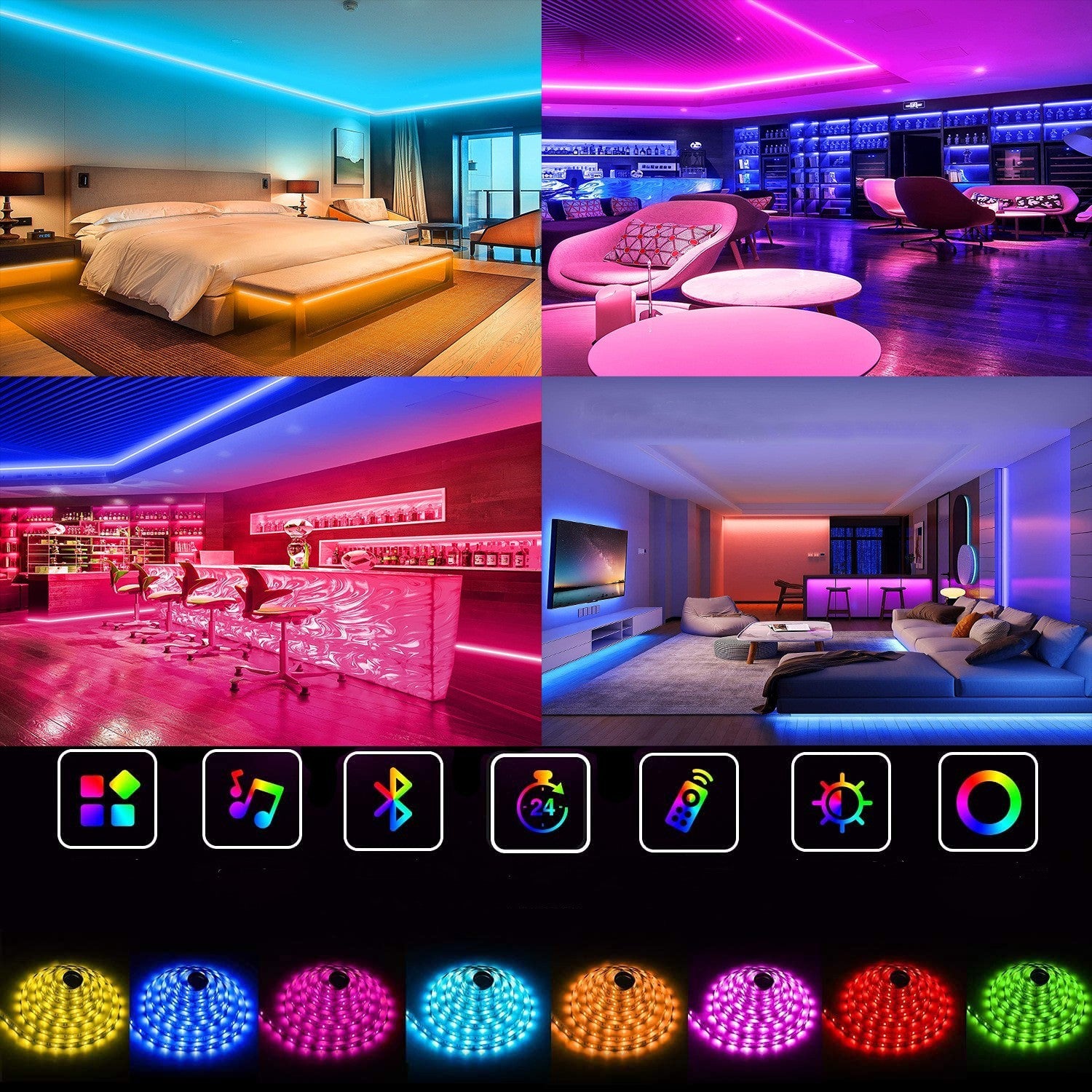 Music Light Belt Set With Seven Colored Light Strips Intelligent