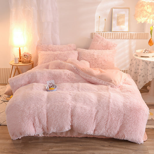 Luxury Thick Fleece Duvet Cover Set: Queen/King Size Winter Bedding