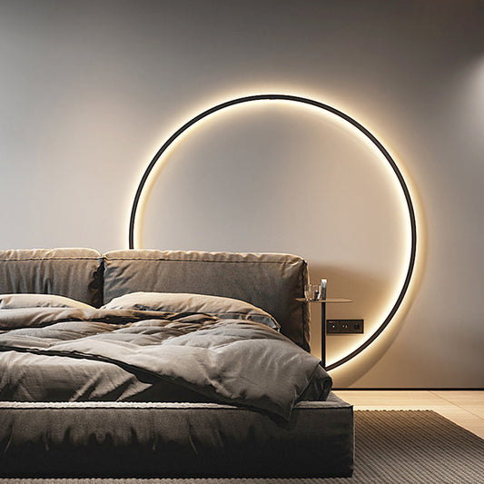 Minimalist Round Bedroom Bedside Lamp Wireless Living Room Sofa Background Wall Hotel Decorative Wall Lamp