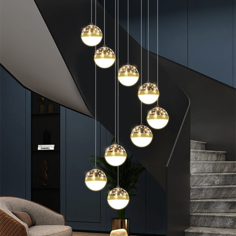 Nordic Luxury Luxury Villa Duplex Staircase Chandelier