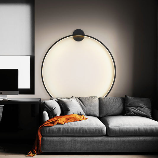 Minimalist Round Bedroom Bedside Lamp Wireless Living Room Sofa Background Wall Hotel Decorative Wall Lamp